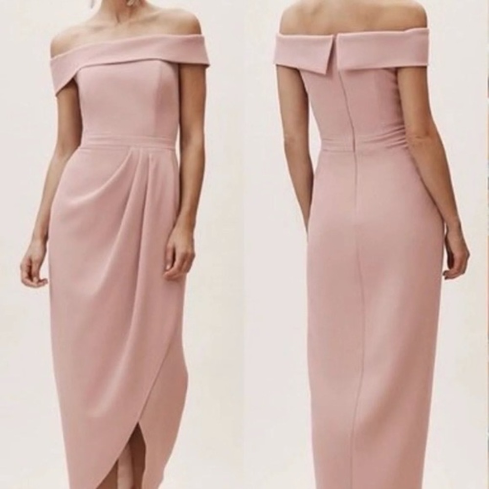 BHLDN Off-Shoulder Blush Pink Midi Dress